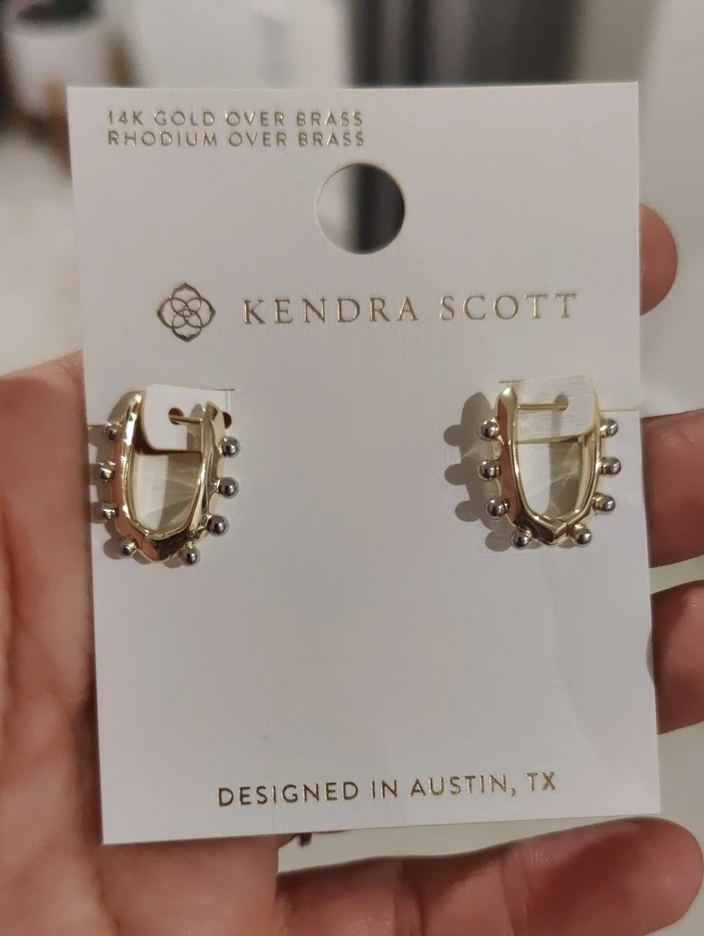New!Kendra Scott Gold Silver-tone Emma Huggie Hoop Earrings Y2K Cottagecore Retr